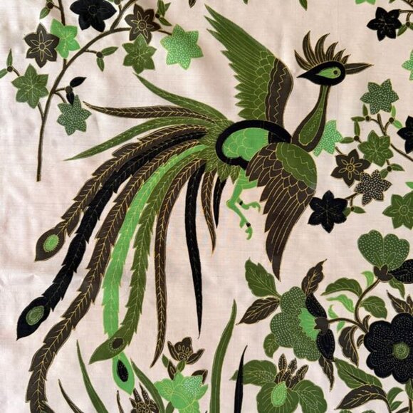 Vintage Kanebo Japanese Peacock and Floral Silk Scarf 32" X 32" - Picture 2 of 15